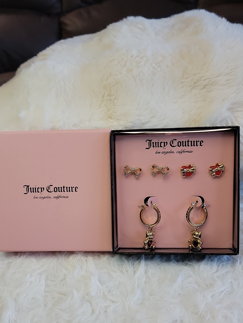 NWT Juicy Couture Gold and Red Earrings Set